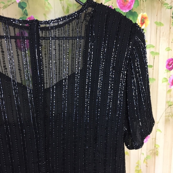 Lane Bryant Black Silk Beaded Dress Size 14/16 NWT - Picture 4 of 8